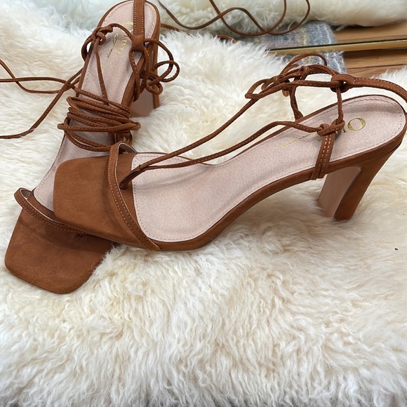 Tan Suede Strappy Heel - Picture 2 of 3